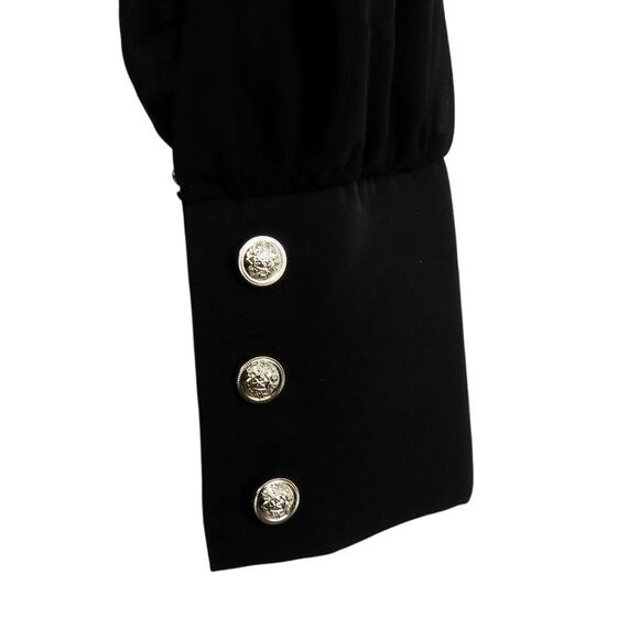 Shein Black Chiquease Contrast Mesh Bishop Sleeve Shawl Collar Blazer Large - Picture 6 of 9